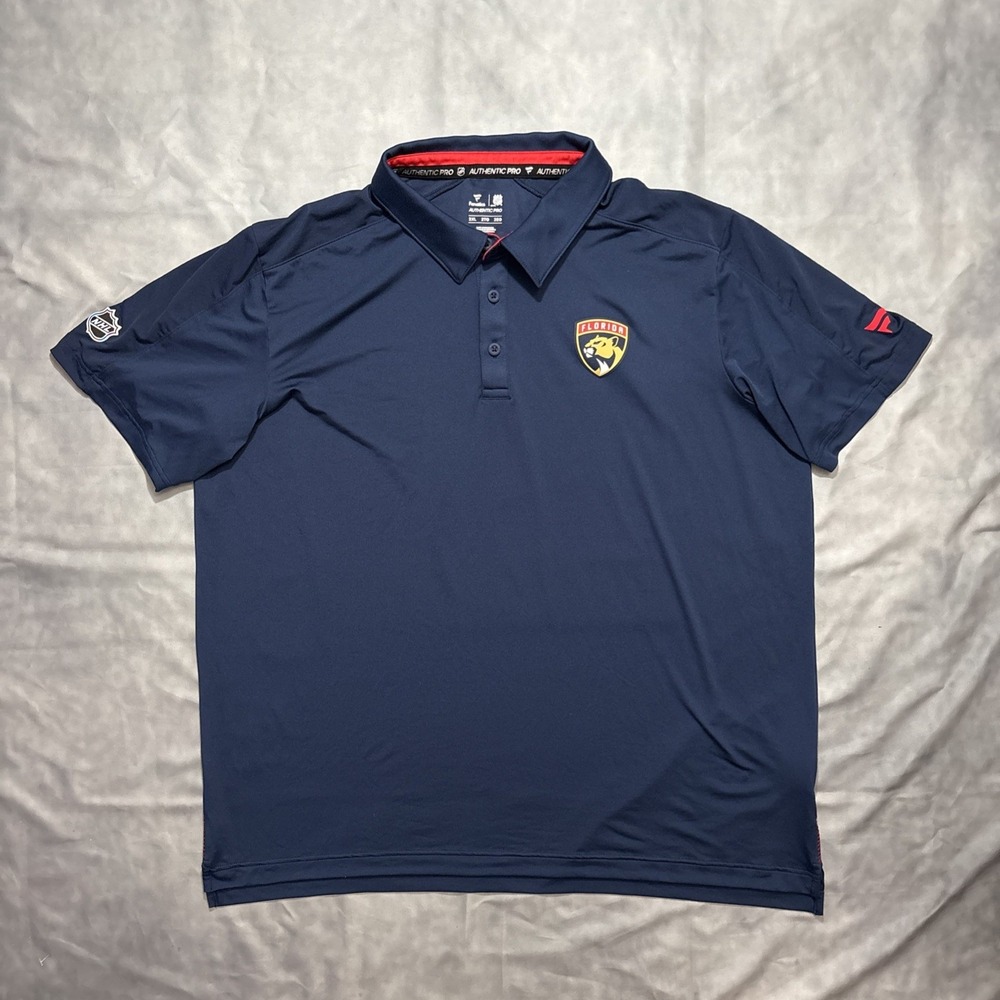 Fanatics Authentic Pro Florida Panthers NHL Polo Shirt Mens 2XL Navy Blue NHL